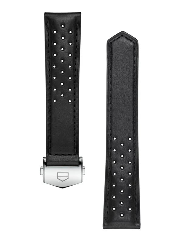 TAG Heuer Carrera 39Mm Black Perforated Leather Strap BC6649