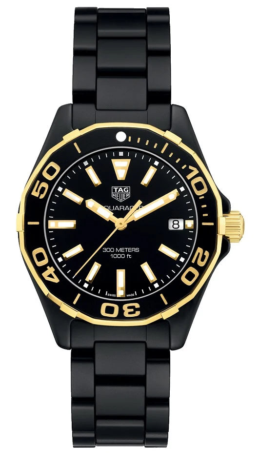 TAG Heuer Aquaracer 300M Quartz 35 Ceramic / Yellow Gold / Black / Bracelet WAY1321.BH0743